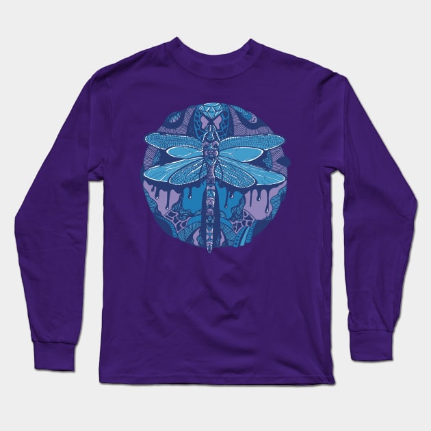 Mountain Blue Circle of the Dragonfly Long Sleeve T-Shirt by kenallouis